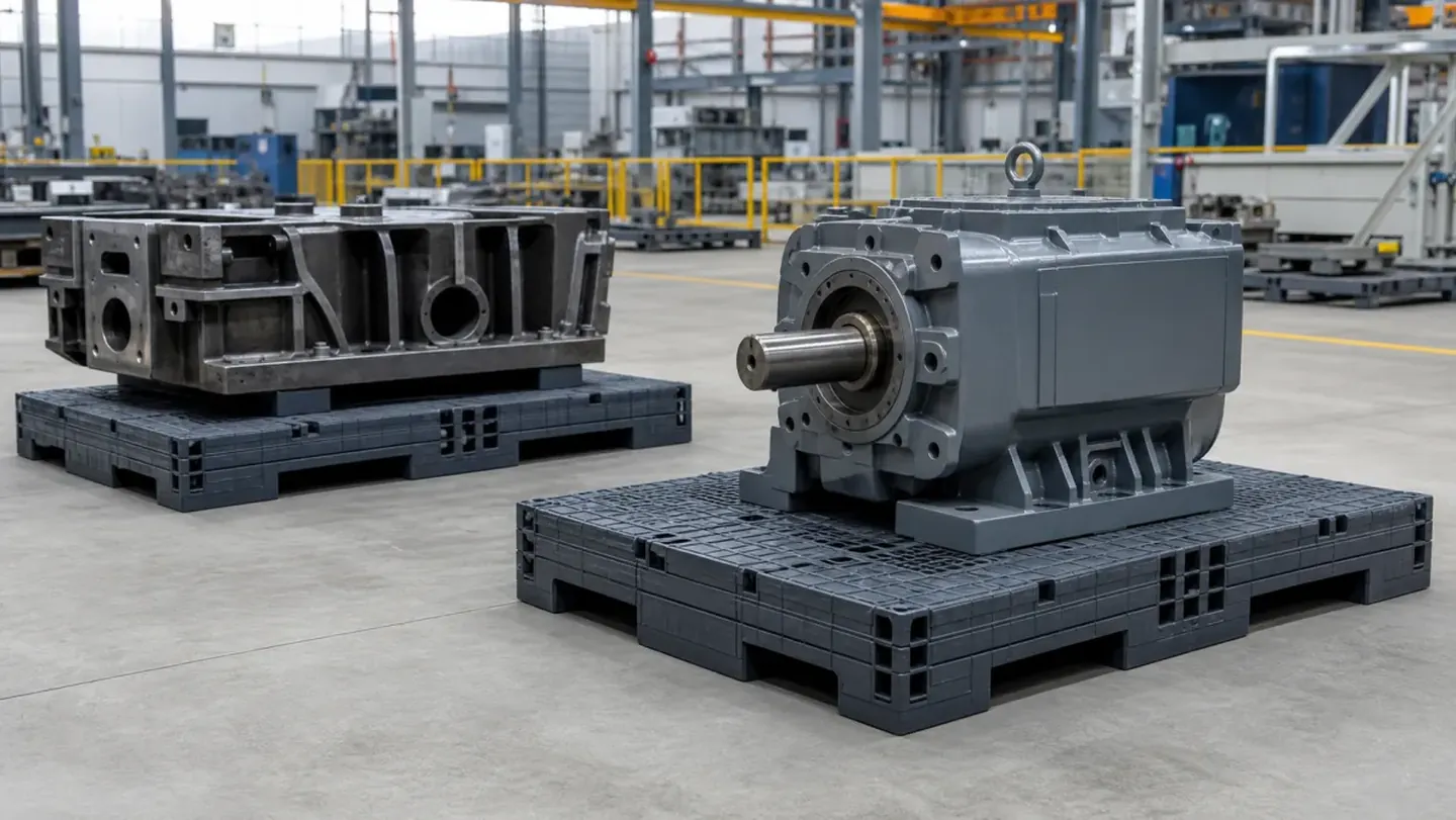 Heavy equipment secured for transport with lashing chains