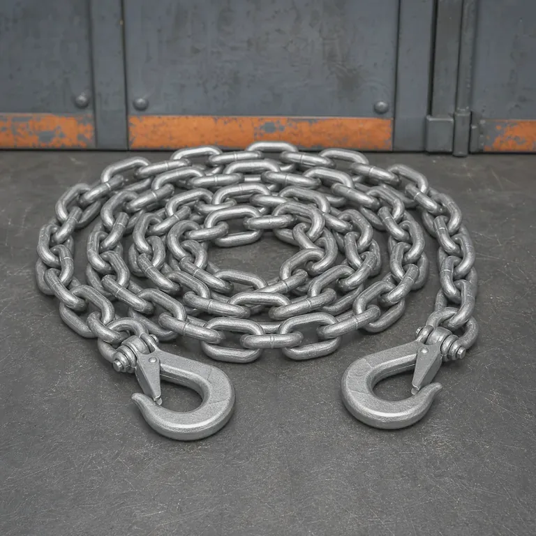 Galvanized lashing chain with forged hooks